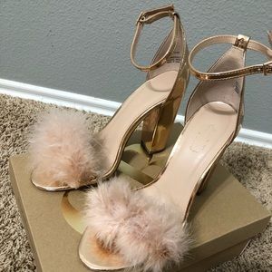 Rose Gold Furry Heels
